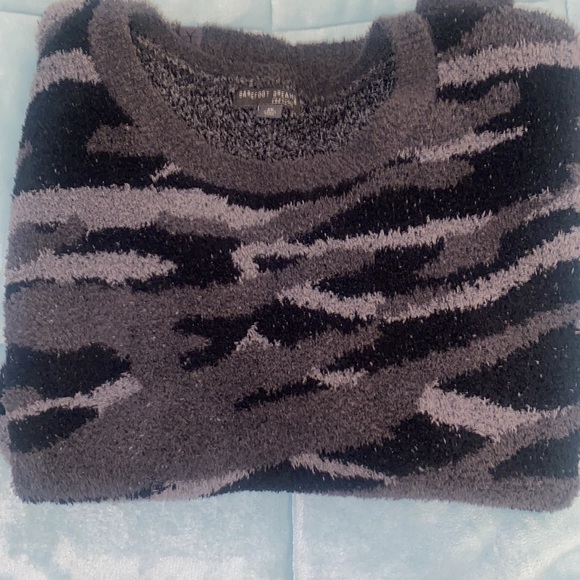 Barefoot Dreams CozyChic Camo Print Fuzzy Knit Sweater Plus Size 2X Casual - Picture 3 of 7